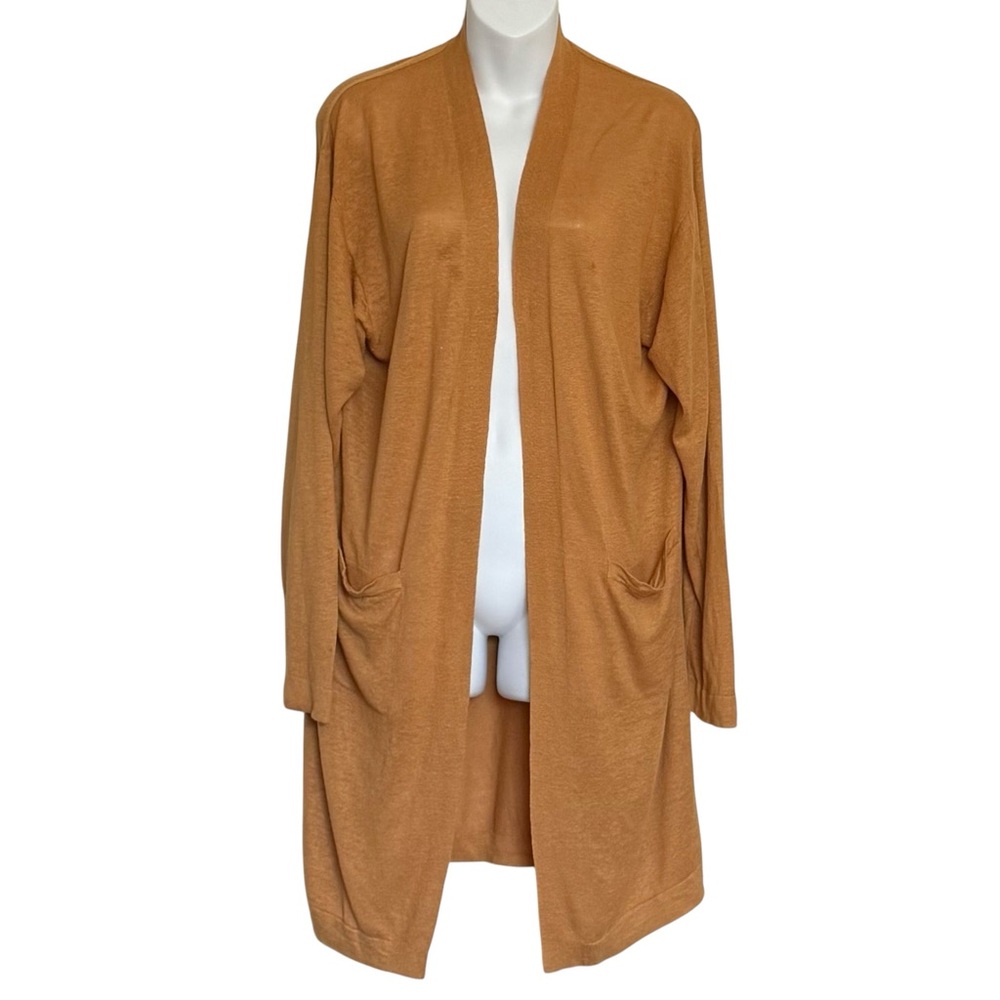 Uniqlo Mustard Linen Blend Open Front Cardigan Size XL